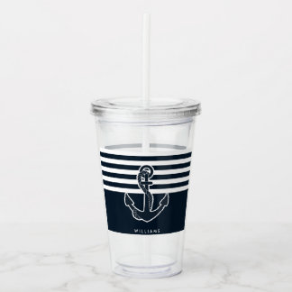 Anchor & Stripes Acrylic Tumbler