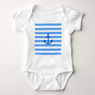 Anchor Stripes Blue & White  Baby Bodysuit