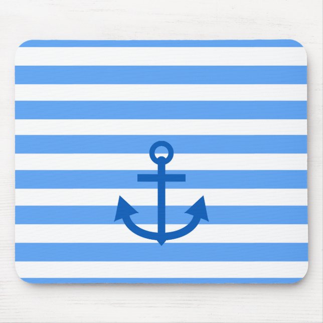 Anchor Stripes Blue & White  Mouse Pad (Front)