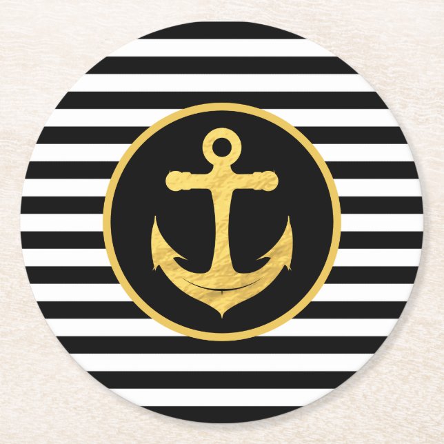 Anchor & Stripes | Nautical Theme | Coasters (Front)