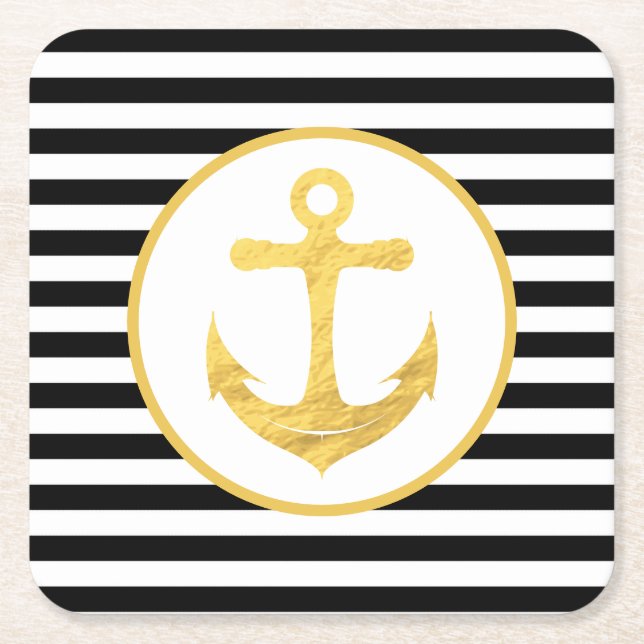 Anchor & Stripes | Nautical Theme | Coasters (Front)
