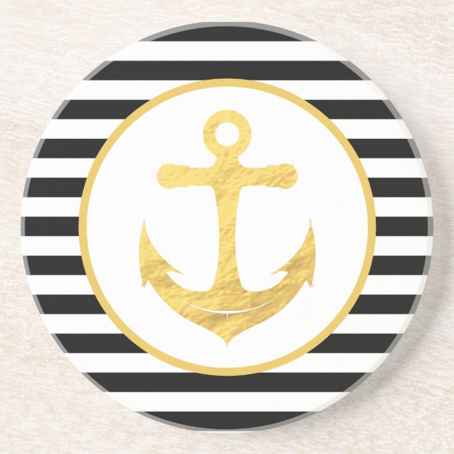 Anchor & Stripes | Nautical Theme | Coasters (Front)