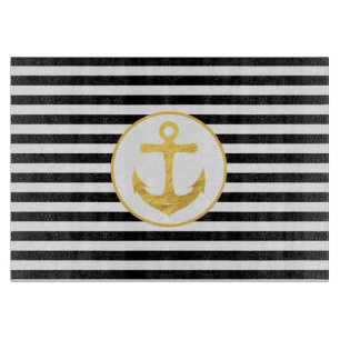 Anchor & Stripes Nautical Theme Cutting Board