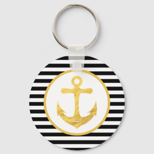 Anchor & Stripes   Nautical Theme   Keychain