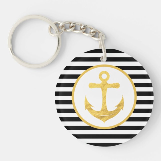 Anchor & Stripes | Nautical Theme | Keychain (Front)