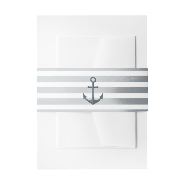Anchor Stripes nautical wedding invitation  Belly Band (Front Example)