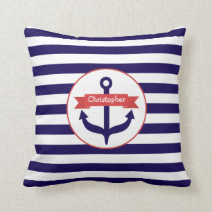 Anchor + Stripes Pillow