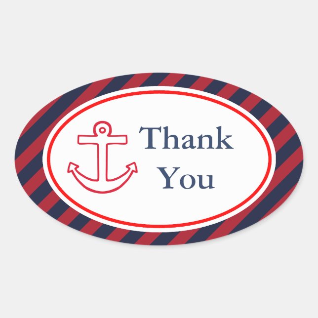 Anchor Stripes Thank You Stickers (Front)