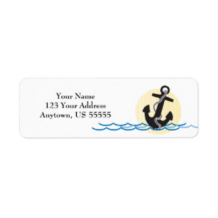Anchor, Sun and Water Customisable Return Address Label