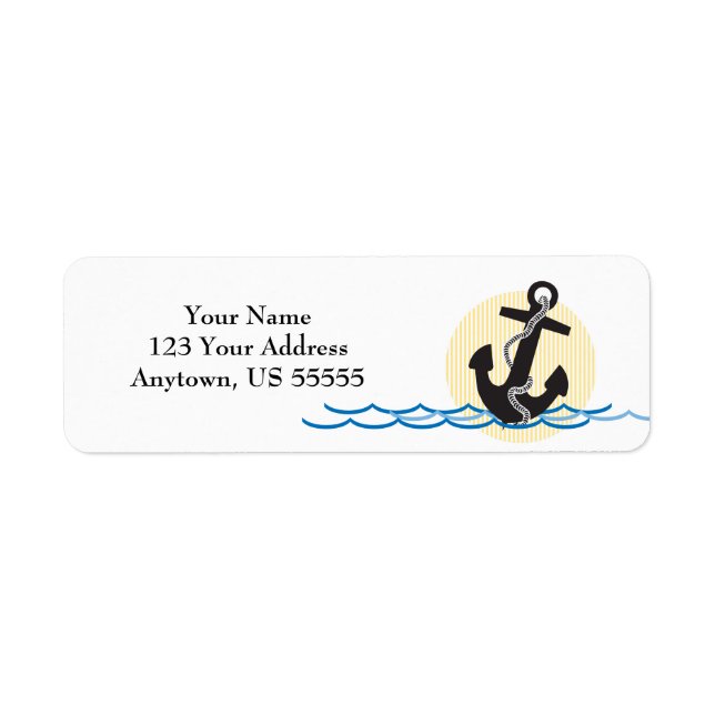 Anchor, Sun and Water Customisable Return Address Label (Front)