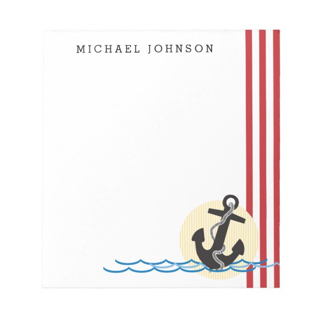 Anchor, Sun and Water Personalised Notepad (Front)