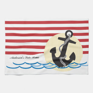 Anchor, Sun and Water Personalized Tea Towel