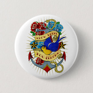 Anchor, Swallow and Roses 6 Cm Round Badge