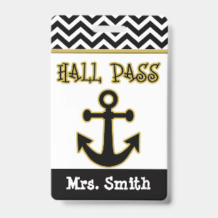 Anchor Teacher Hall Pass for Classroom ID Badge