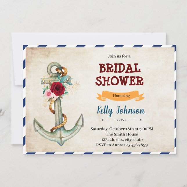 Anchor tying the knot bridal shower  invitation (Front)