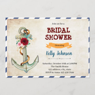Anchor tying the knot bridal shower  invitation
