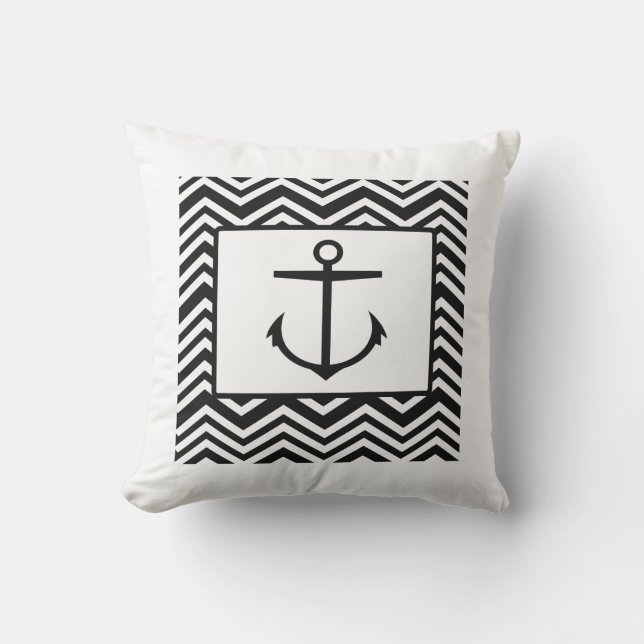 Anchor White/Black Pillow (Front)