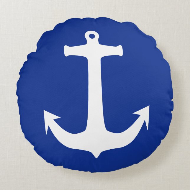 Anchor white + your backgrpund & ideas round cushion (Front)