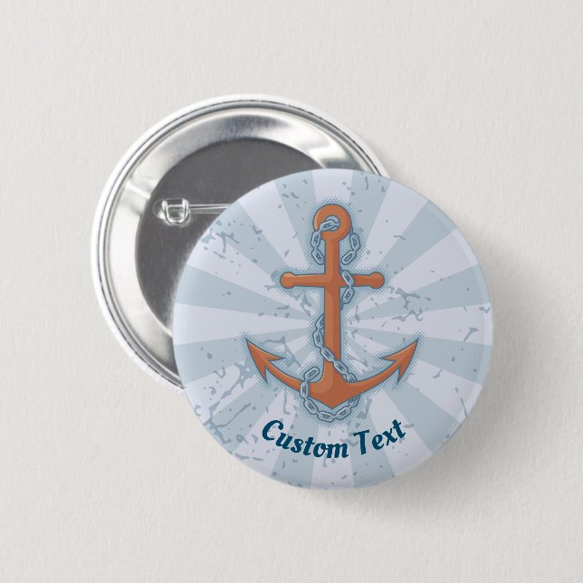 Anchor with Chain 6 Cm Round Badge (Front & Back)