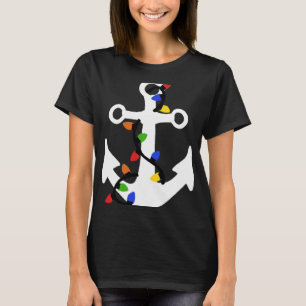 Anchor With Christmas Lights Nautical T Shirt 