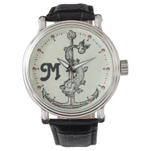 ANCHOR WITH FISH NAUTICAL MONOGRAM WATCH