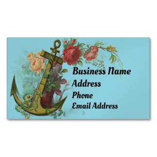 Anchor With Flowers Business Card Magnet