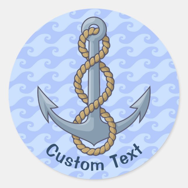 Anchor with Rope Classic Round Sticker (Front)
