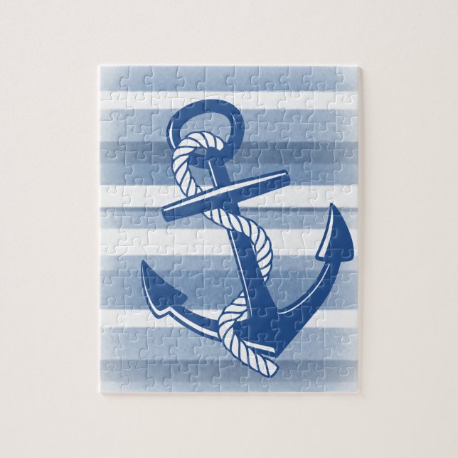 Anchor with rope in blue hues jigsaw puzzle (Vertical)