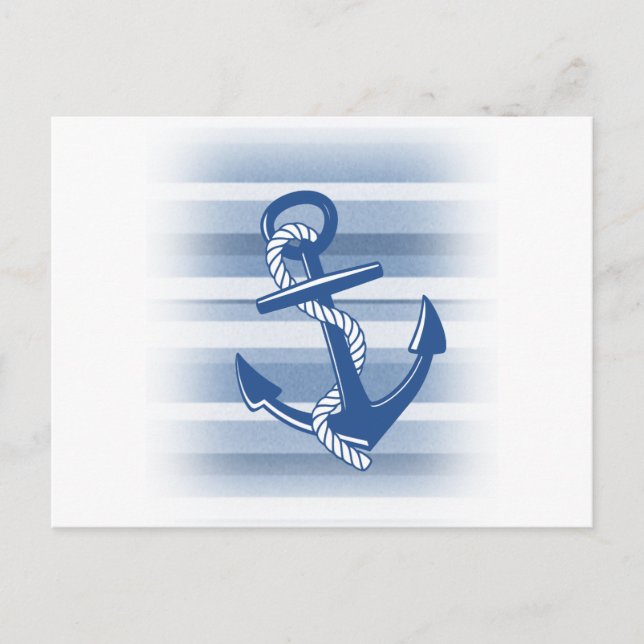 Anchor with rope in blue hues postcard (Front)