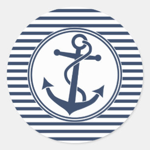 Anchor with Stripes Classic Round Sticker