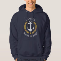 Anchor Your Boat Name Captain Navy Gold Laurel