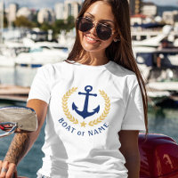 Anchor Your Boat Name Gold Laurel Leaves White