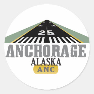 Anchorage Alaska - Airport Runway Classic Round Sticker
