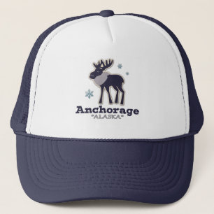 Anchorage Alaska blue moose winter Trucker Hat