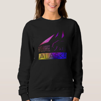 Anchorage   Alaska   Colourful Bear And Mountains Sweatshirt