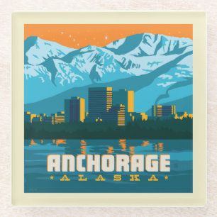 Anchorage, Alaska Glass Coaster