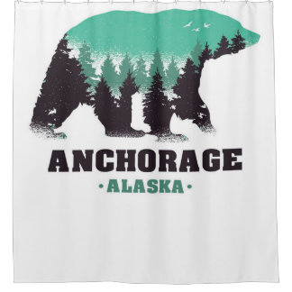 Anchorage Alaska Grizzly | unique blanket Shower Curtain