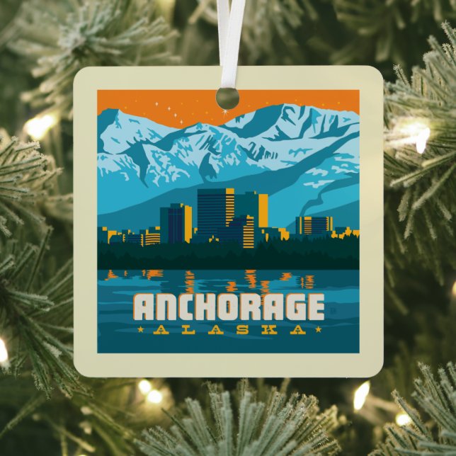 Anchorage, Alaska Metal Tree Decoration (Insitu)