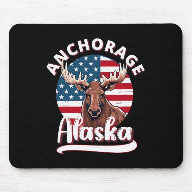 Anchorage Alaska Moose Viewing Alaskan Flag Huntin Mouse Pad (Front)