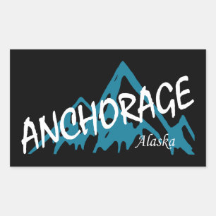 Anchorage Alaska Mountains Rectangular Sticker