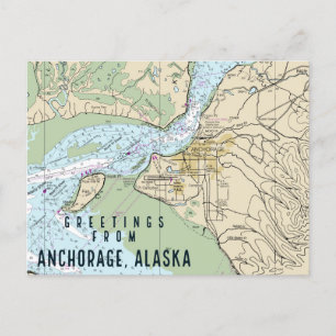 Anchorage Alaska Nautical Chart Postcard