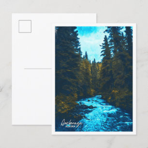 Anchorage Alaska Oil Paint City Landscape Postcard