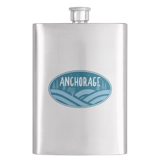 Anchorage Alaska Outdoors Hip Flask (Front)