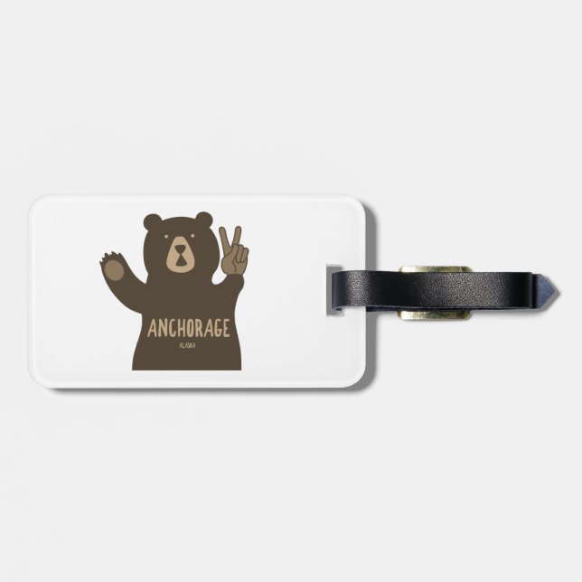 Anchorage Alaska Peace Bear Luggage Tag (Back Horizontal)