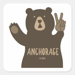 Anchorage Alaska Peace Bear Square Sticker