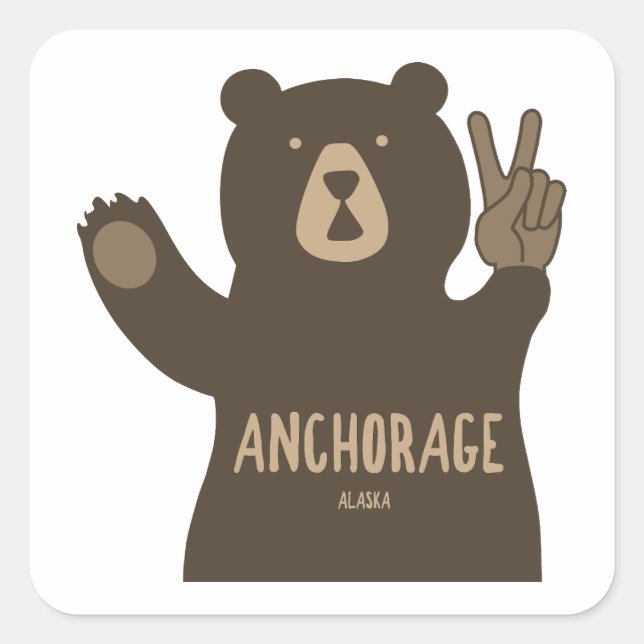 Anchorage Alaska Peace Bear Square Sticker (Front)