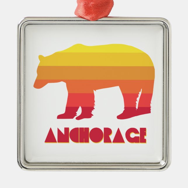 Anchorage Alaska Rainbow Bear Metal Ornament (Front)