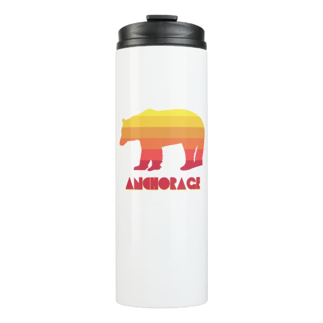 Anchorage Alaska Rainbow Bear Thermal Tumbler (Front)