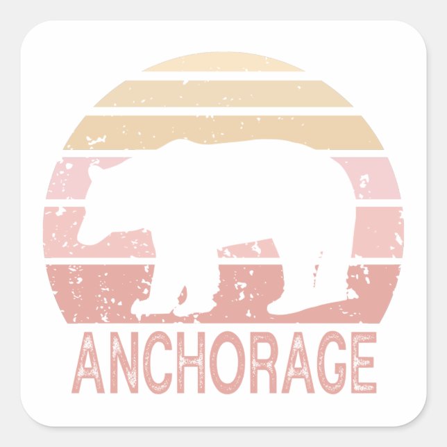 Anchorage Alaska Retro Bear Square Sticker (Front)