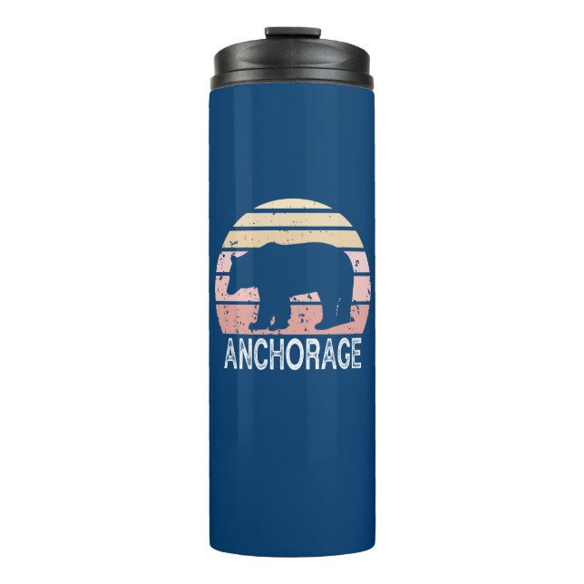 Anchorage Alaska Retro Bear Thermal Tumbler (Front)